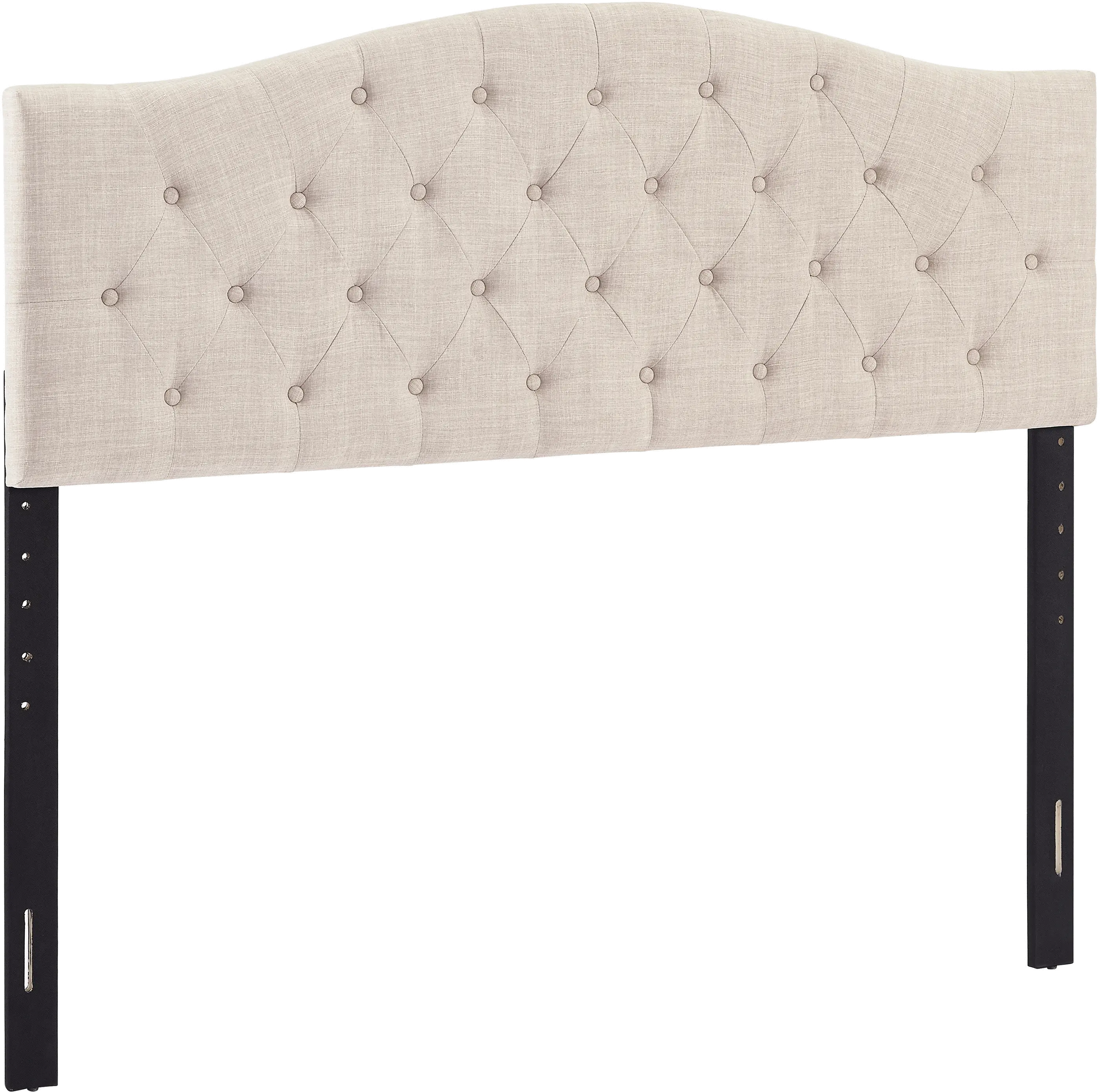 Beige Queen Upholstered Headboard and Bench Set - Modern Eclectic-6