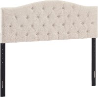 Beige Queen Upholstered Headboard and Bench Set - Modern Eclectic-6