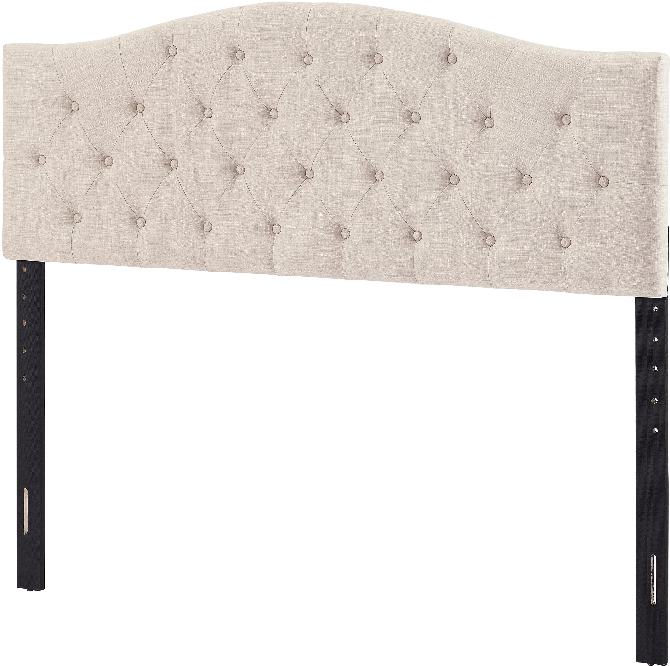Beige Queen Upholstered Headboard and Bench Set - Modern Eclectic-7
