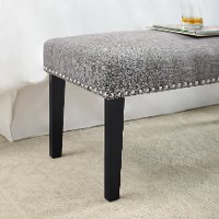 Gray Queen Upholstered Headboard and Bench Set - Modern Eclectic-2