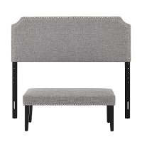 Gray Queen Upholstered Headboard and Bench Set - Modern Eclectic-5