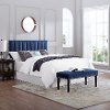 Blue Queen Upholstered Headboard and Bench Set - Modern Eclectic