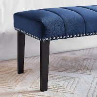 Blue Queen Upholstered Headboard and Bench Set - Modern Eclectic-2