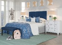 Blue Queen Upholstered Headboard and Bench Set - Modern Eclectic-3