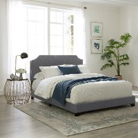 Dark Gray Queen Upholstered Bed - Modern Eclectic-3