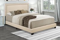 Contemporary Cream Queen Upholstered Bed - Modern Eclectic