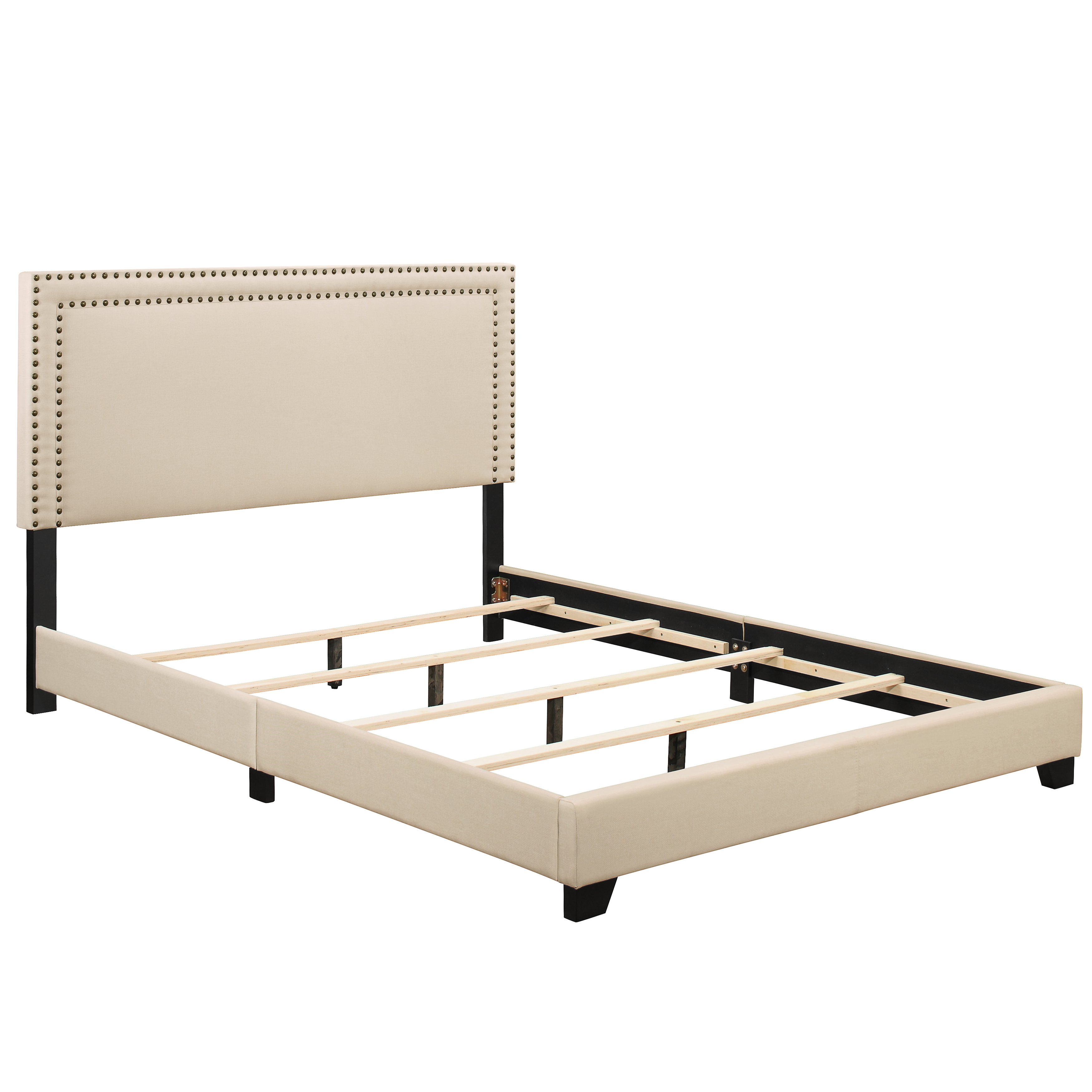 Contemporary Cream Queen Upholstered Bed - Modern Eclectic-2