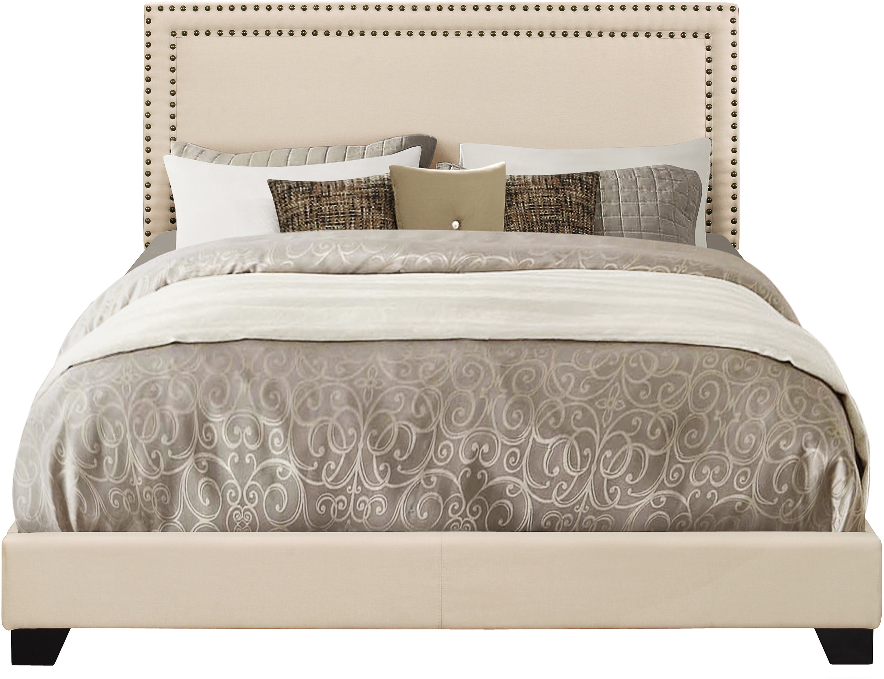 Contemporary Cream Queen Upholstered Bed - Modern Eclectic-5