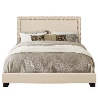 Contemporary Cream Queen Upholstered Bed - Modern Eclectic-5