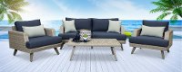 Portofino 4 Piece Patio Set with Sunbrella Cushions - Gray-4
