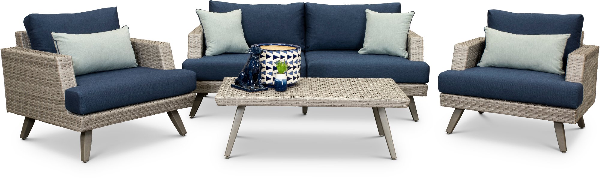 Portofino 4 Piece Patio Set with Sunbrella Cushions-1