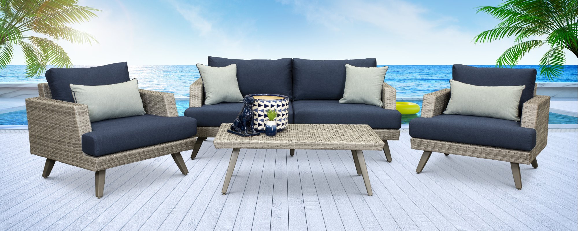 Portofino 4 Piece Patio Set with Sunbrella Cushions-4