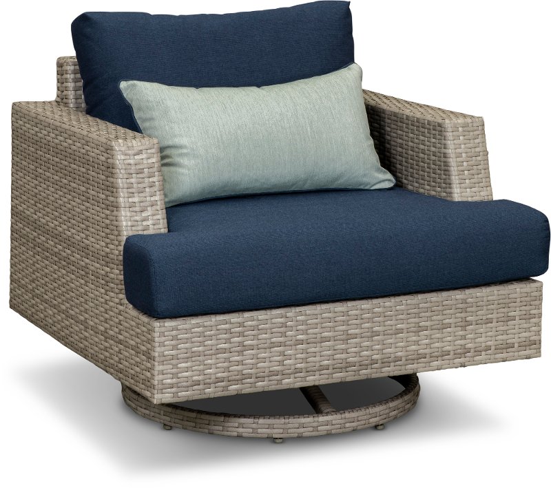 Gray Wicker Swivel Rocker Patio Chairs - Patio Furniture