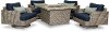 Portofino 5 Piece Patio Firepit with Sunbrella Cushions - Gray