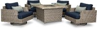 Portofino 5 Piece Patio Firepit with Sunbrella Cushions - Gray