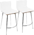 B26-MSNSW WLW2 Contemporary White Swivel Counter Height Stool (Set of 2) - Mason