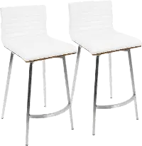 B26-MSNSW-WLW2 Contemporary White Swivel Counter Height Stool (Set of 2) - Mason