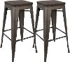 BS-TW-OR-DK-AN2 Industrial Antique Metal Stackable Bar Stool (Set of 2)- Oregon