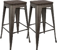 BS-TW-OR-DK-AN2 Industrial Antique Metal Stackable Bar Stool (Set of 2)- Oregon