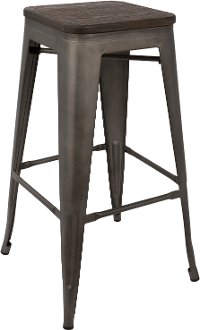 BS-TW-OR-DK-AN2 Industrial Antique Metal Stackable Bar Stool (Set of 2)- Oregon-2