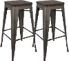 BS-TW-OR DK+AN2 Oregon Espresso Metal Stackable Bar Stool, Set of 2