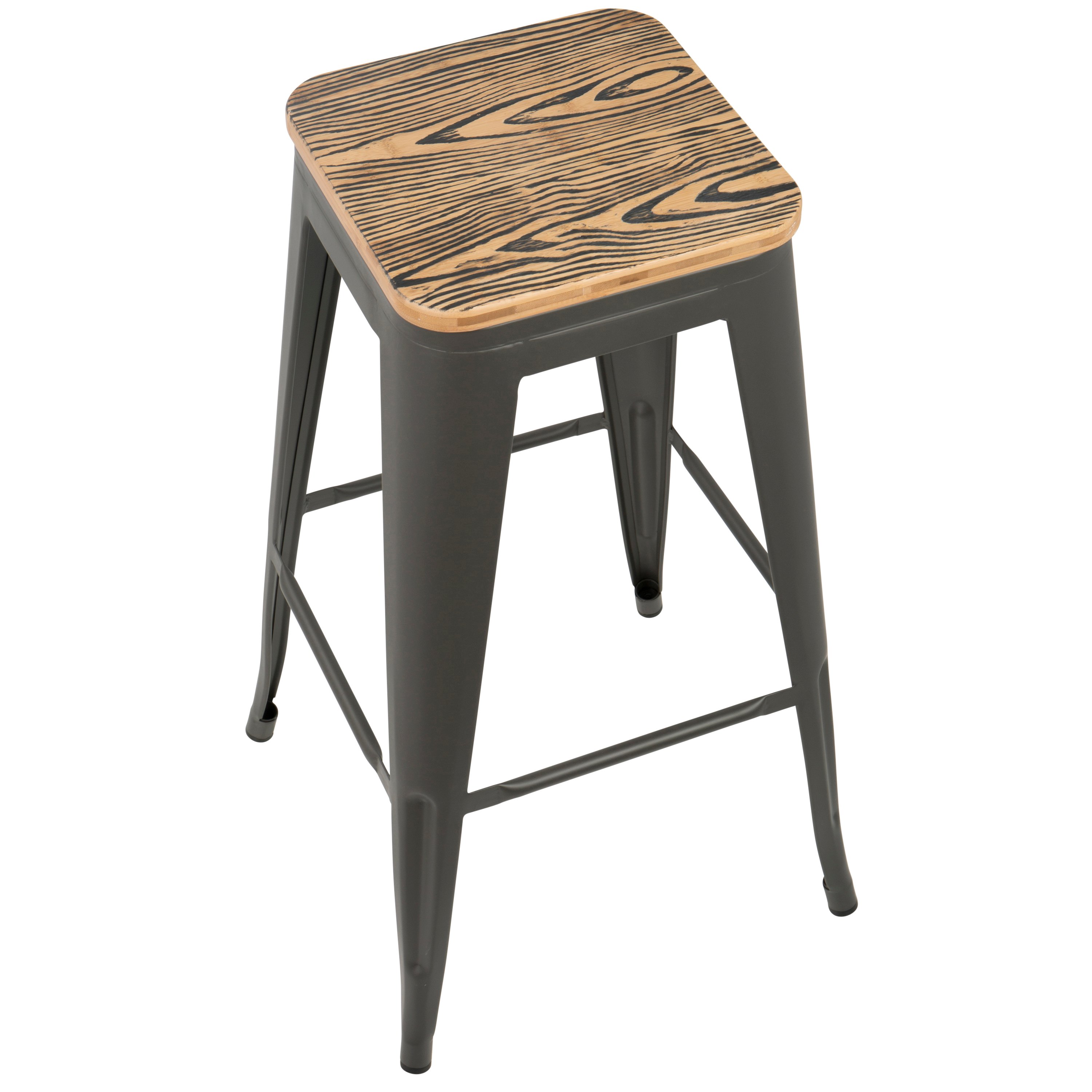 BS-TW-OR-BN-GY2 Industrial Gray Stackable Bar Stool (Set of 2)- Oregon-1