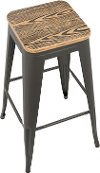 BS-TW-OR-BN-GY2 Industrial Gray Stackable Bar Stool (Set of 2)- Oregon
