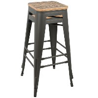 BS-TW-OR-BN-GY2 Industrial Gray Stackable Bar Stool (Set of 2)- Oregon-2