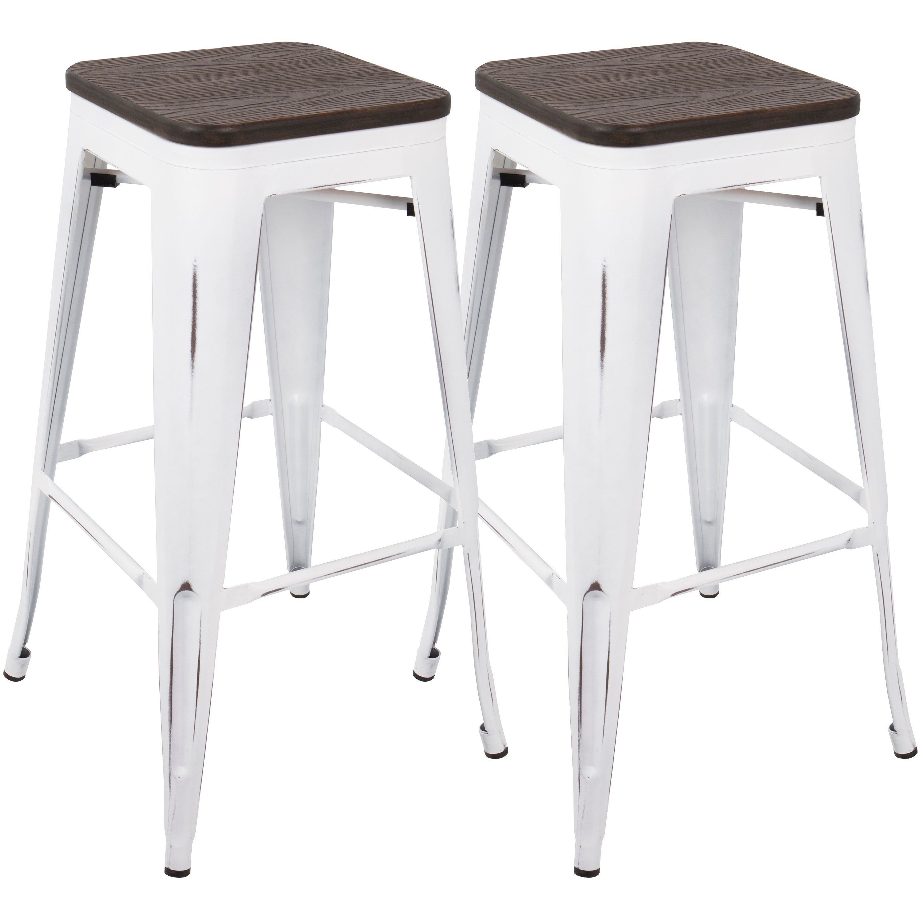 BS-OR-VW-E2 Industrial White Stackable Bar Stool (Set of 2)- Oregon-1