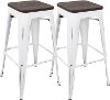 BS-OR-VW-E2 Industrial White Stackable Bar Stool (Set of 2)- Oregon