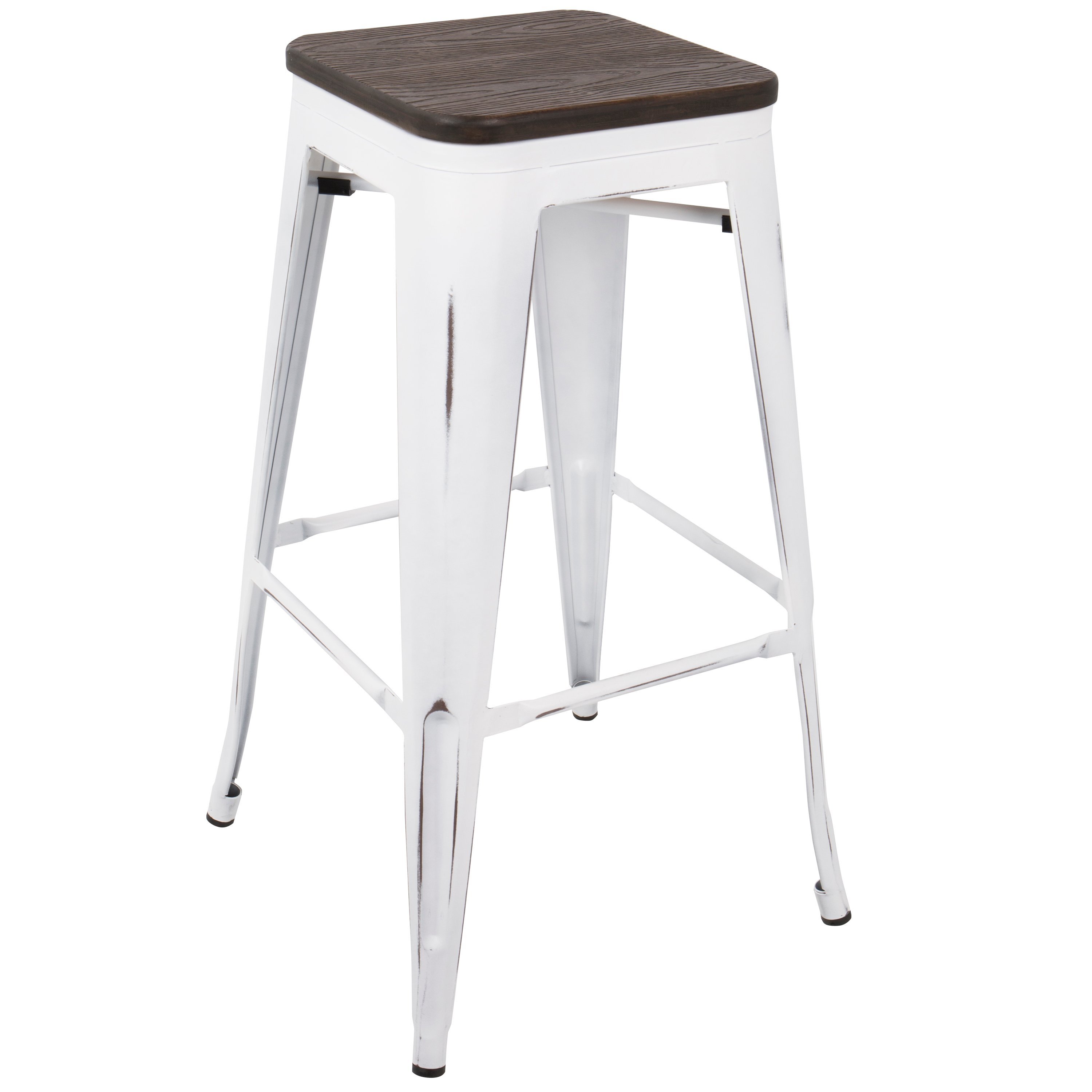 BS-OR-VW-E2 Industrial White Stackable Bar Stool (Set of 2)- Oregon-2