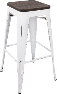 BS-OR-VW-E2 Industrial White Stackable Bar Stool (Set of 2)- Oregon-2