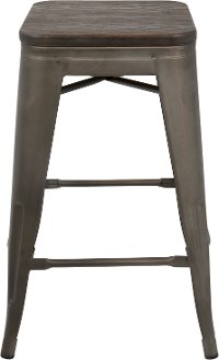 CS-OR-AN-E2 Industrial Antique Stackable Counter Height Stool (Set of 2)- Oregon