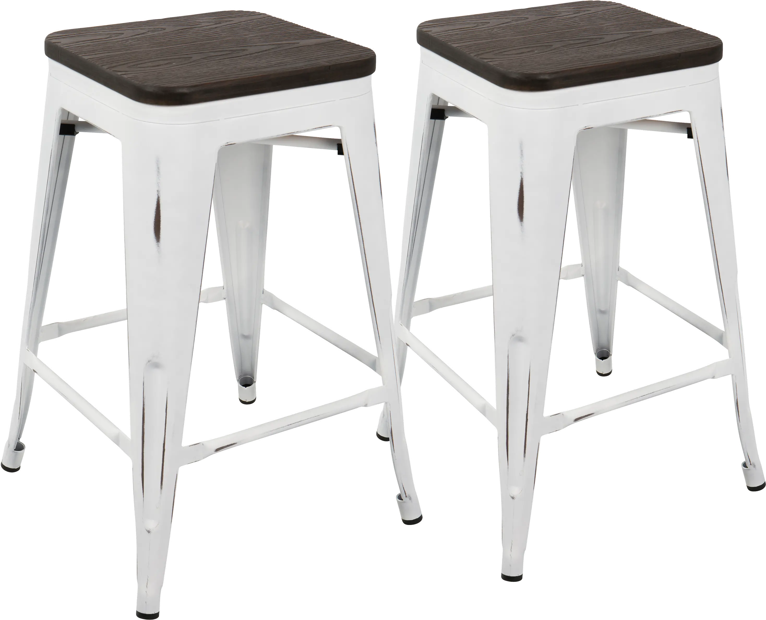 CS-OR-VW-E2 Industrial White Stackable Counter Height Stool (Set of 2)- Oregon-1