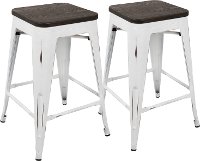 CS-OR-VW-E2 Industrial White Stackable Counter Height Stool (Set of 2)- Oregon