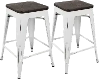 CS-OR-VW-E2 Industrial White Stackable Counter Height Stool (Set of 2)- Oregon