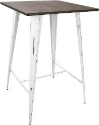 BT-OR-VW-E Industrial White Metal Pub Table - Oregon