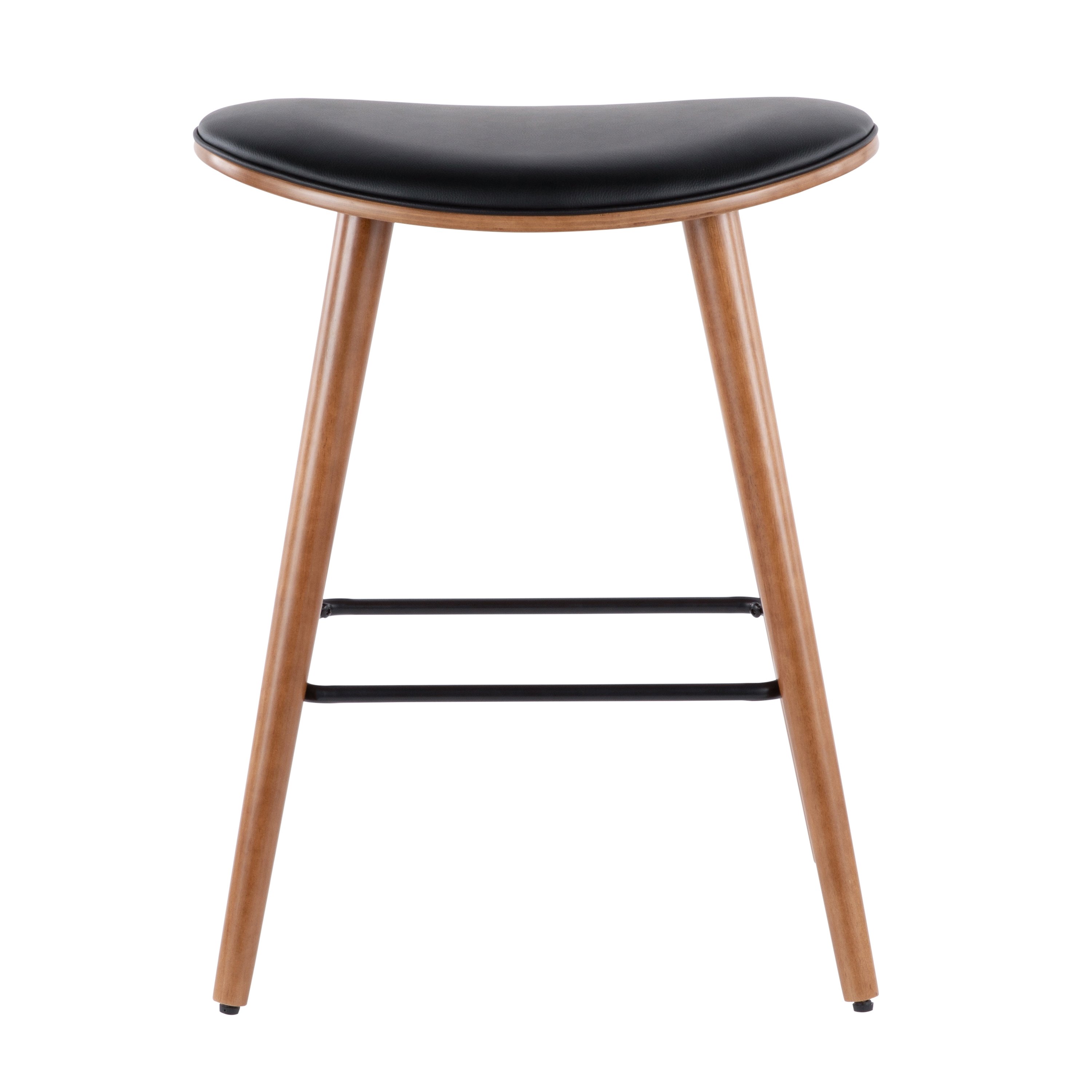 B26-SADL-WL-BK2 Mid Century 26 Inch Counter Height Stool (Set of 2) - Saddle-2