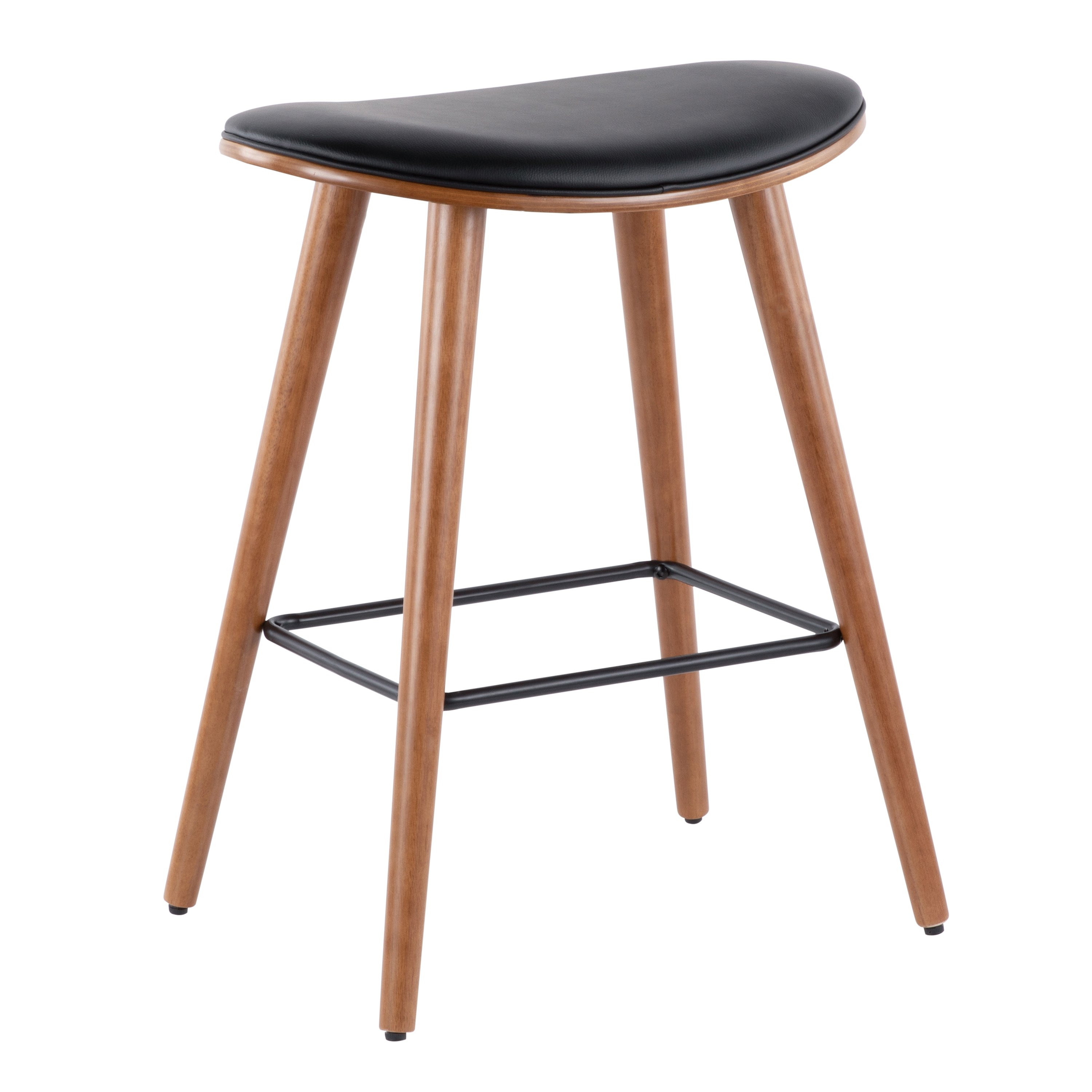B26-SADL-WL-BK2 Mid Century 26 Inch Counter Height Stool (Set of 2) - Saddle-4