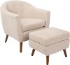 C2-AH-RKWL-BG Mid Century Modern Beige Chair and Ottoman - Rockwell