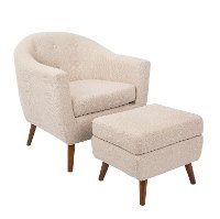 C2-AH-RKWL-BG Mid Century Modern Beige Chair and Ottoman - Rockwell-1