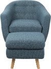 C2-AH-RKWL-BU Mid Century Modern Blue Chair and Ottoman - Rockwell