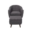 C2-AH-RKWL-GY Mid Century Modern Charcoal Gray Chair and Ottoman - Rockwell
