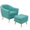C2-AH-RKWL-TL Mid Century Modern Teal Chair and Ottoman - Rockwell