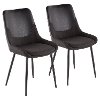 CH-WYN-BK-GYBK2 Gray Fabric and Black Faux Leather Chairs - (Set of 2) Wayne
