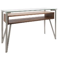 TBC-HVR-WL Mid Century Steel and Walnut Brown Sofa Table - Hover