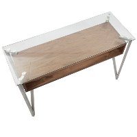 TBC-HVR-WL Mid Century Steel and Walnut Brown Sofa Table - Hover-4