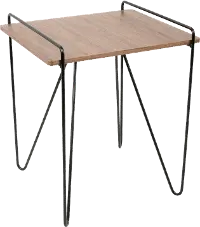 TBE-LOFT-WL-BK Mid Century Walnut End Table with Hairpin Legs - Loft