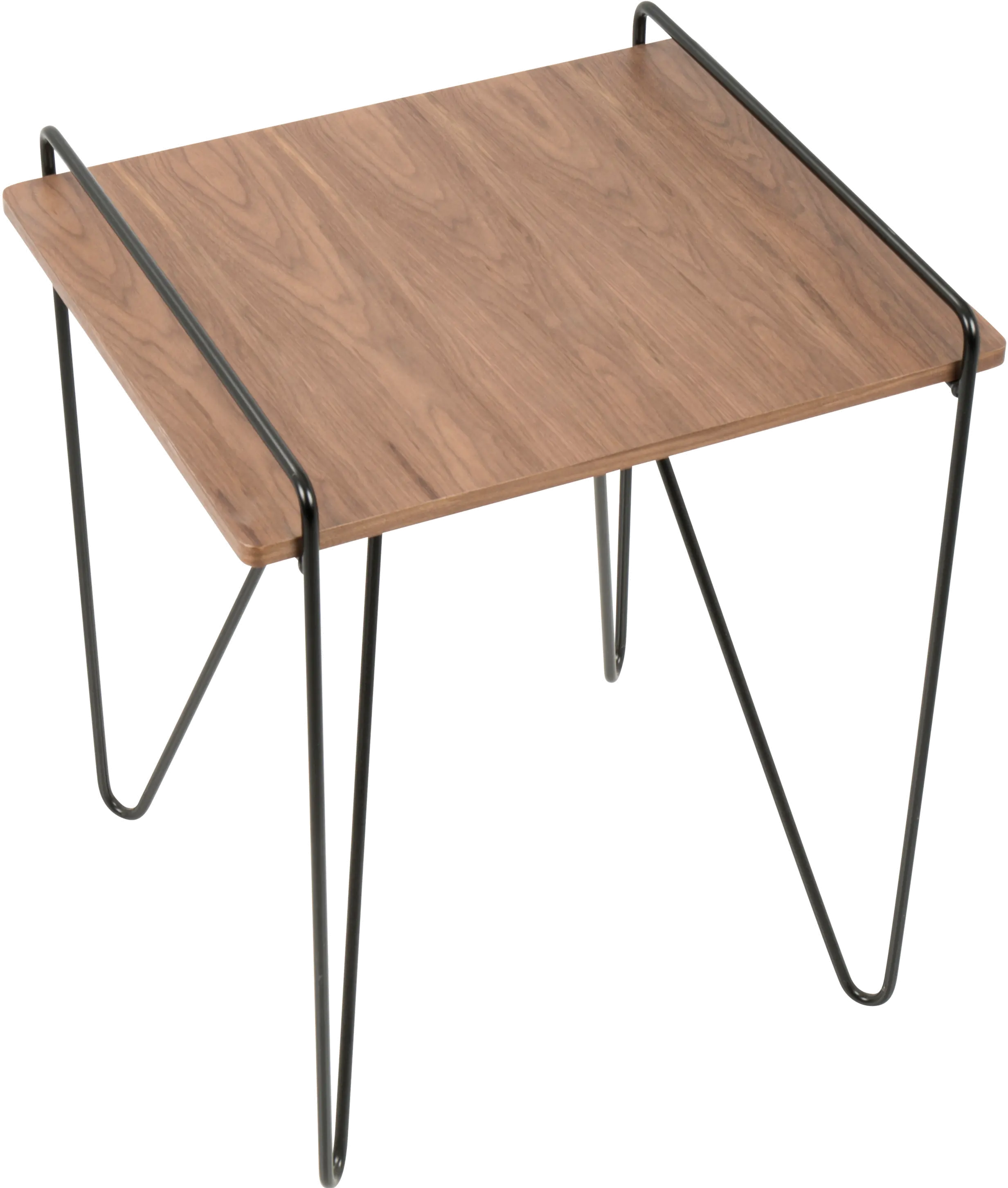 TBE-LOFT-WL-BK Mid Century Walnut End Table with Hairpin Legs - Loft-3