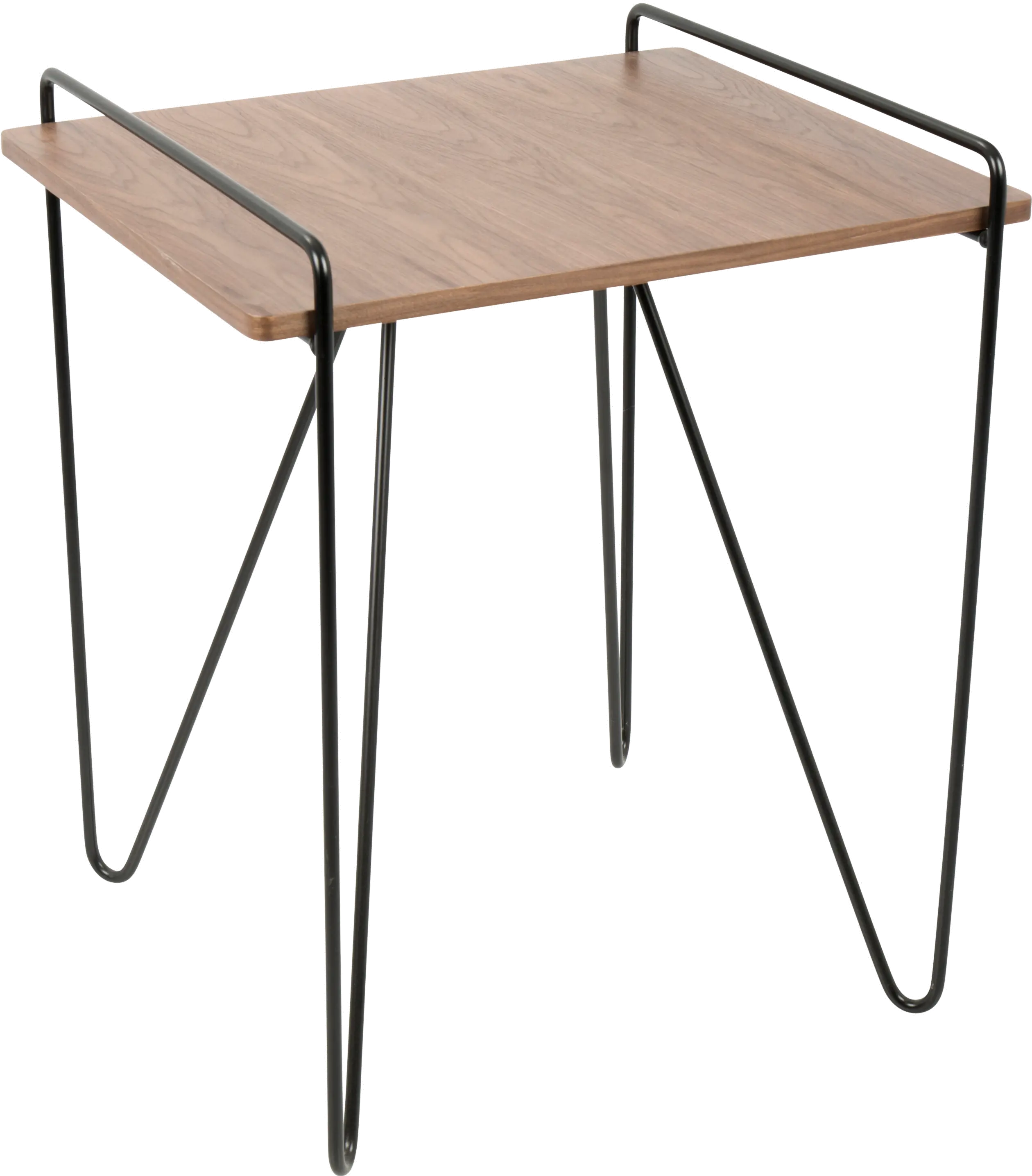 TBE-LOFT-WL-BK Mid Century Walnut End Table with Hairpin Legs - Loft-7